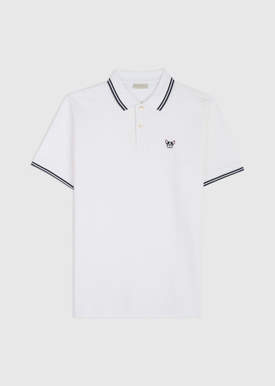 The Met White Navy Polo