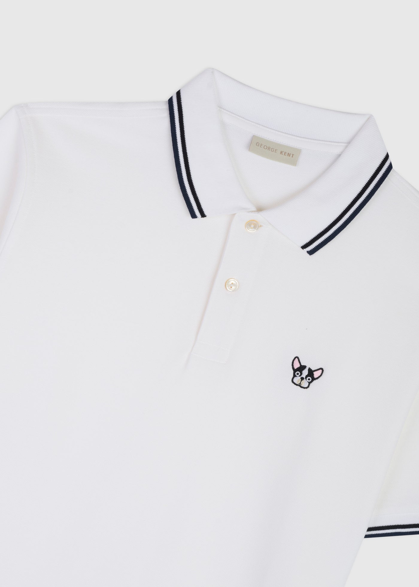 The Met White Navy Polo