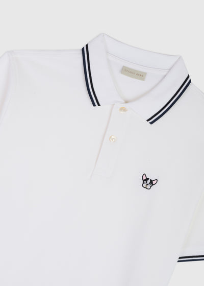 The Met White Navy Polo